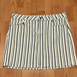LOFT Denim Striped Mini Skirt